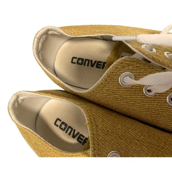 Converse Chuck Taylor All Star Womens Sz 7 Gold Sparkle 549678F Bling Lace Tie U - Picture 6 of 6